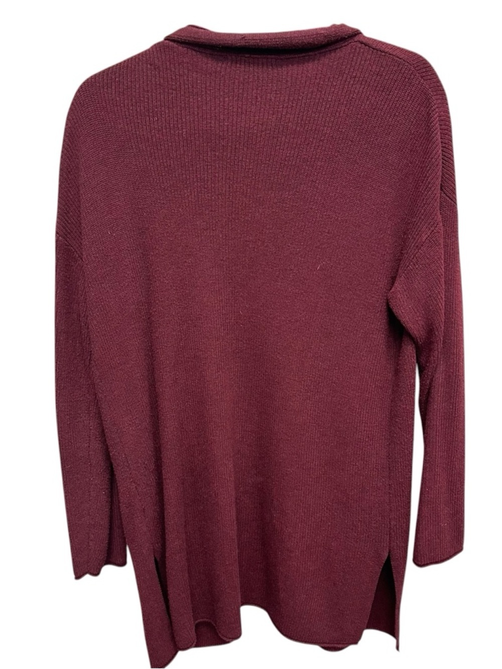 T Tahari women’s long line cardigan sweater open front wine red medium casual - Picture 2 of 8